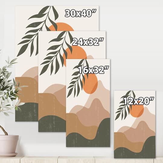 Designart - Abstract Red Moon In Earth Toned Mountains I